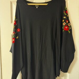 Amanda Black Floral Embroidered Sweater